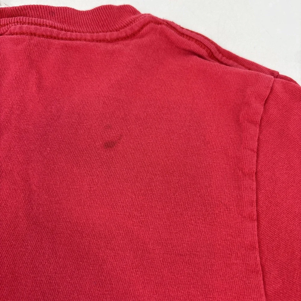 Nike‎ Vintage 90s T-shirt Kids Medium Just Do It Swoosh Made in USA Red FLAW*